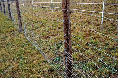 woven wire fence inside or outside posts