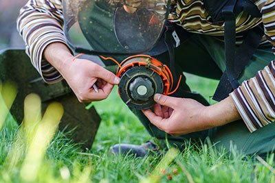 replace string trimmer head with blade